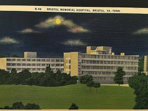 Postcard   Bristol Memorial Hospital in Bristol, VA.  U6