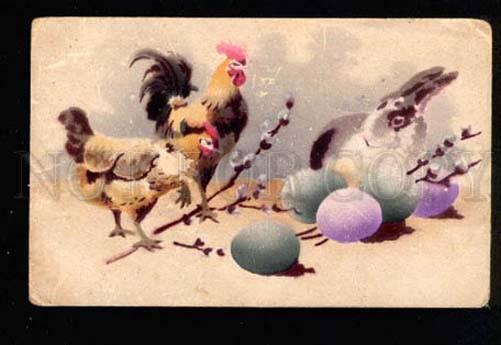 047482 RABBIT & HEN & ROOSTER vintage EASTER RUSSIA