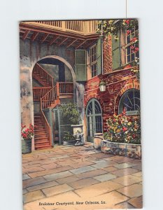 Postcard Brulatour Courtyard Old Stairway & Arch New Orleans Louisiana USA