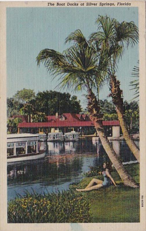 Florida Silver Springs The Boat Docks 1952 Curteich