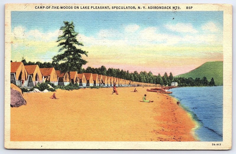 1941 Camp Of The Woods On Lake Pleasant Adirondacks Mts New York Posted Postcard