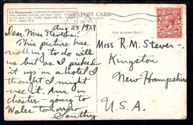 S S Minnewaska Steamer Atlantic Transport Line BIN