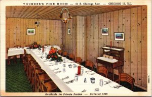 Linen Postcard Younker's Pine Room Restaurant in Chicago, Illinois