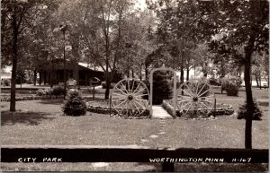 Real Photo Postcard City Park in Worthington, Minnesota~135926