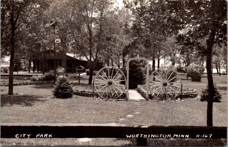 Real Photo Postcard City Park in Worthington, Minnesota~135926 