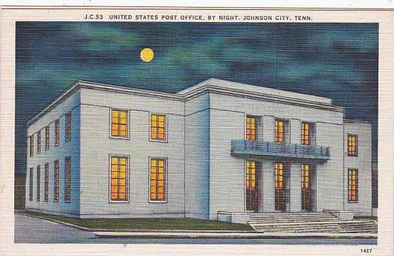 Tennessee Johnson City United States Post Office By Night