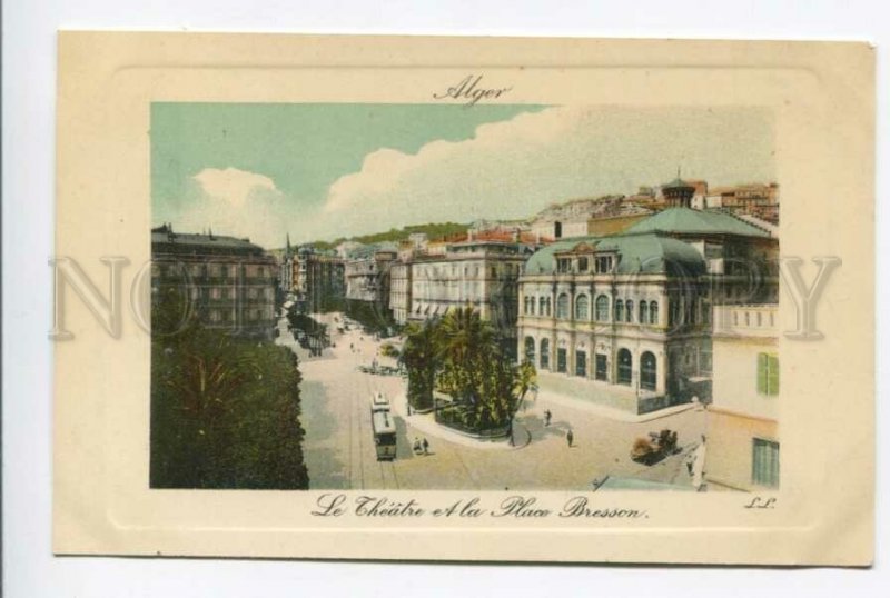 425768 ALGERIA Theatre Bresson square TRAM Vintage Embossed postcard