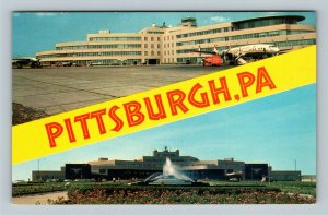 Pittsburgh PA, Greater Municipal Airport TWA Plane, Chrome Pennsylvania Postcard