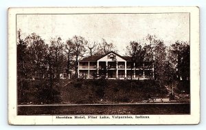 VALPARAISO, IN Indiana ~ SHERIDAN HOTEL at FLINT LAKE  1912  Postcard