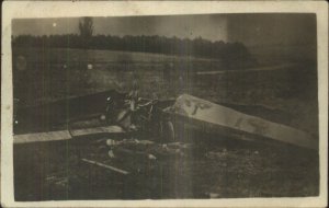 WWI Airplane Crash Dead Body Roosevelt c1918 Real Photo Postcard