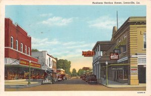 Leesville Louisiana Business Section Scene, Coca Cola Sign Vintage PC U4991