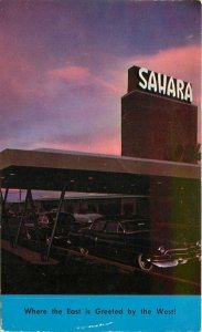 Colorpicture Hotel Sahara Las Vegas Nevada night 1954 Postcard 20-10195