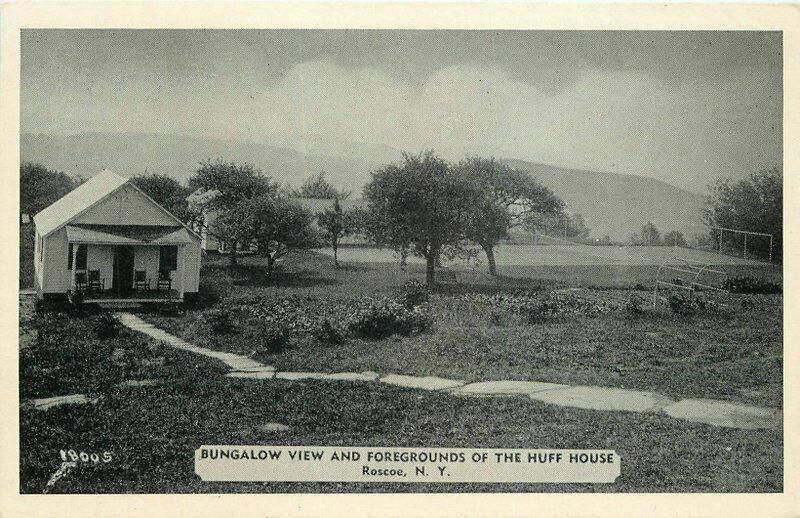 Bungalow View Foregrounds Huff House Roscoe New York 1930s Postcard