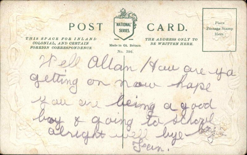 Schooner Sailing Ship Germania Frame Border c1910 Gel Vintage Postcard