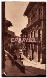 Old Postcard Hondarribia Great Street of & # 39Eglise