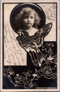 Victorian Girl Art Nouveau Vintage RPPC C043