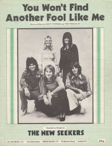 You Wont Find Another Fool Like Me The New Seekers 1970s Sheet Music