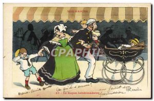Old Postcard Illustrator Gervese Our sailors Weekly rest Stroller
