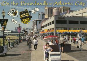 On the Broadwalk in Atlantic City casinos hotels shops and restaurants line