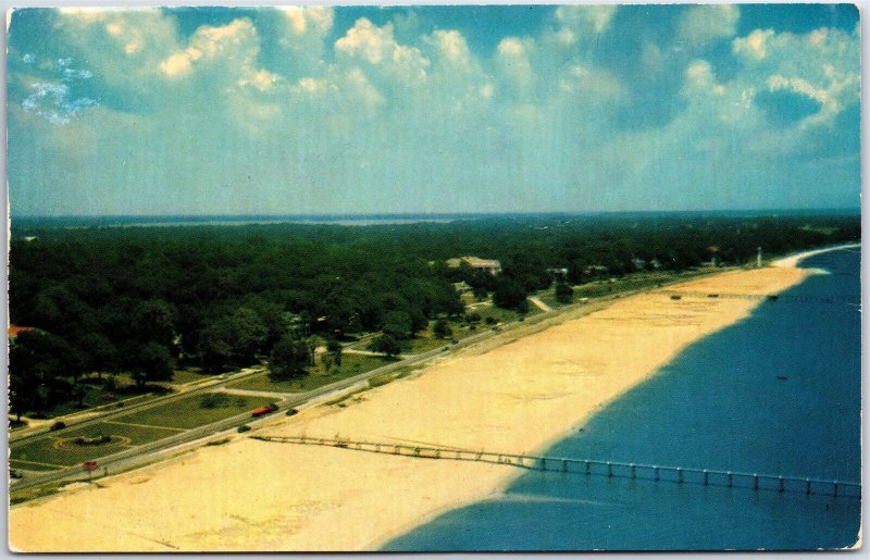 VINTAGE POSTCARD AN AERIAL VIEW OF THE MISSISSIPPI GULF COAST NEAR BILOXI 1950s