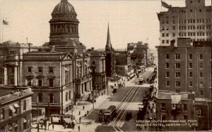 Kansas City Missouri Grand Avenue Birdseye View Trolley c1910 Vintage Postcard