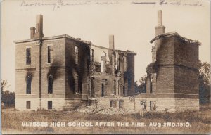 Ulysses NE Ulysses High School after Fire August 1910 RPO RPPC Postcard G86
