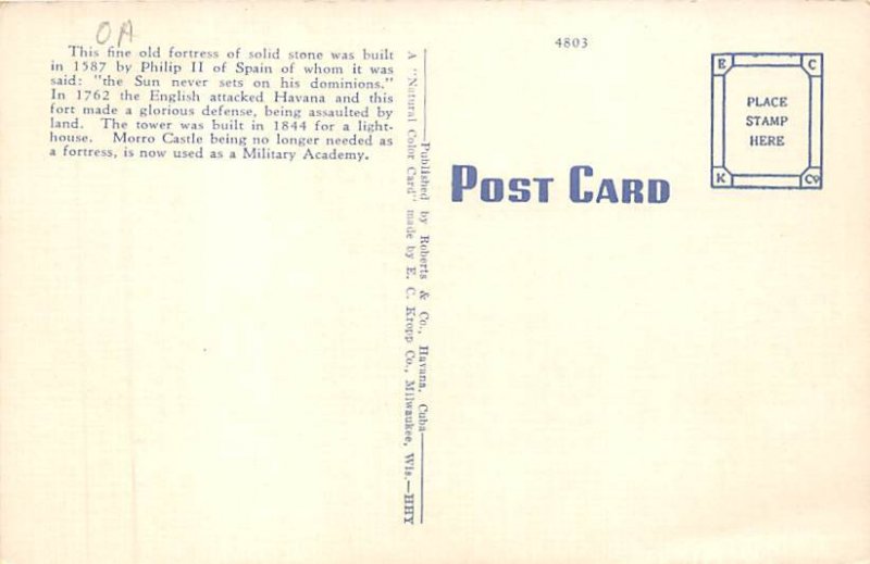 Morro Castle Havana Cuba Postcard