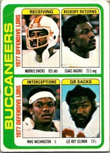 1978 Topps Football Card '77 Team Leaders Owens Haggins Selmon Buccaneer...