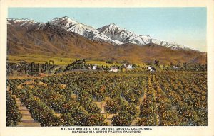 Mount San Antonio and orange groves CA, USA Railroad, Misc. Unused 