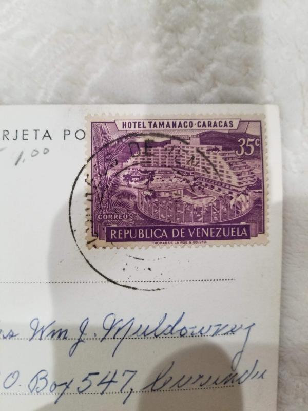 Black and White Chrome of Hotel Humboldt in Caracas.  Venezuelan Stamp/Postmark