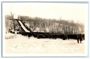 1929 Interstate Ski Meet Scene Voss Glenwood Minnesota MN RPPC Photo Postcard