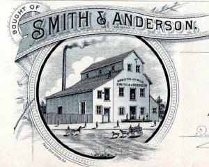 1880's SMITH & ANDERSON DANVILLE FLOUR ROLLER MILLS*FALLS CITY LITHO SPECIMEN