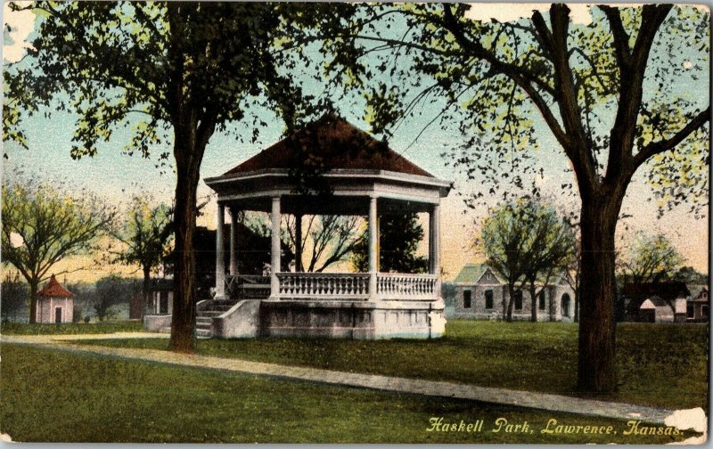 Haskell Park Gazebo Lawrence KS Vintage Postcard G39