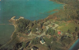 DRUMMOND ISLAND MICHIGAN~AERIAL VIEW OF SETTLEMENT~1964 POSTCARD