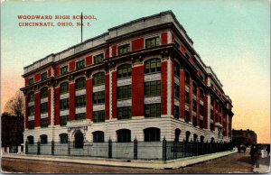 Postcard Woodward High School in Cincinnati, Ohio