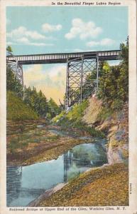 New York Watkins Glen Railroad Bridge At Upper End Of The Glen Curteich