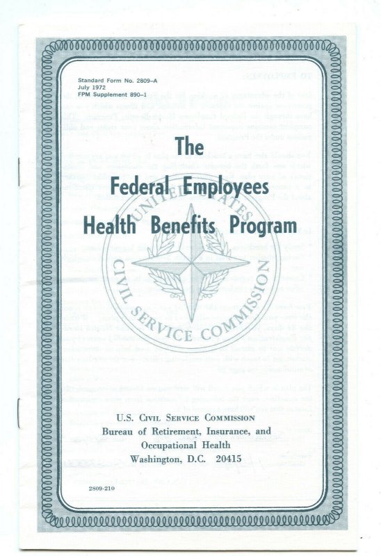 July 1972 Federal Employees Health Benefits Program Vintage Booklet