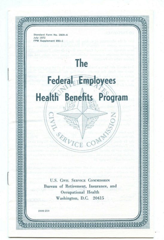 Federal Employees Health Benefits Program Vintage July 1972 Booklet 