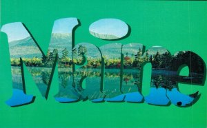 USA Greetings From Maine Green Chrome Postcard 08.14