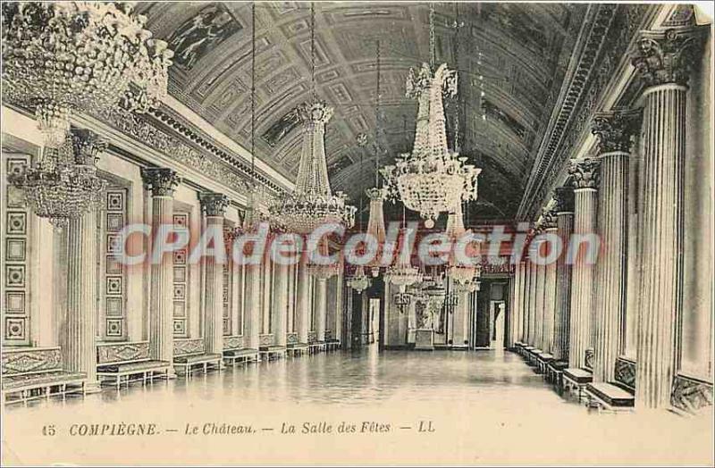 Old Postcard Compiegne castle the Salle des Fetes