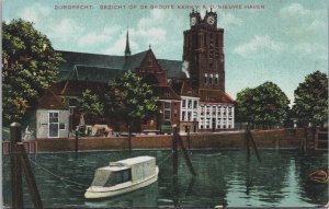 Netherlands Dordrecht Gezicht Op De Grote Kerk Nieuwe Haven Postcard C125