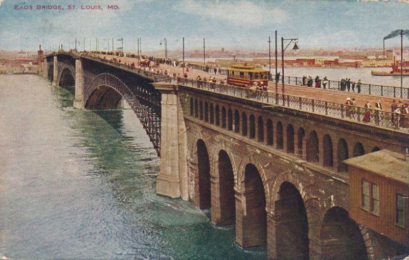 St Louis MO, Missouri - Eads Bridge over Mississippi River - pm 1908 - DB