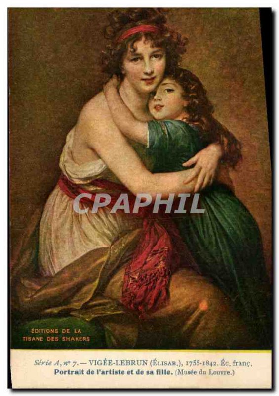 Old Postcard Vigee Lebrun Portrait of I & # 39artiste and daughter Paris Louv...