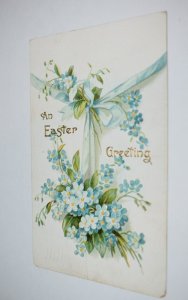 An Easter Greeting Blue Flowers and Ribbon Postcard 2009 Printed in Germany