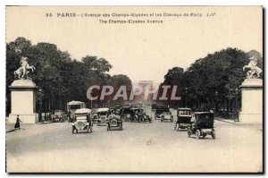 Postcard Old Paris's Champs Elysees and the Chevaux de Marly