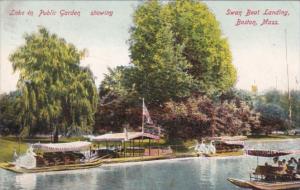 Massachusetts Boston Lake In Public Garden Swan Boat Landing 1908