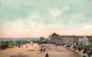 Long Branch NJ-New Jersey,  1909 Ocean Avenue Beach Hotels Vintage Postcard