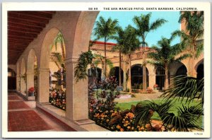 The San Marcus Patio Santa Barbara California CA Fountain And Garden Postcard