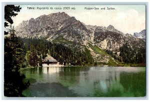 Slovakia Postcard Tatra Poprád Lake and Peak Popper See Und Spitze c1910