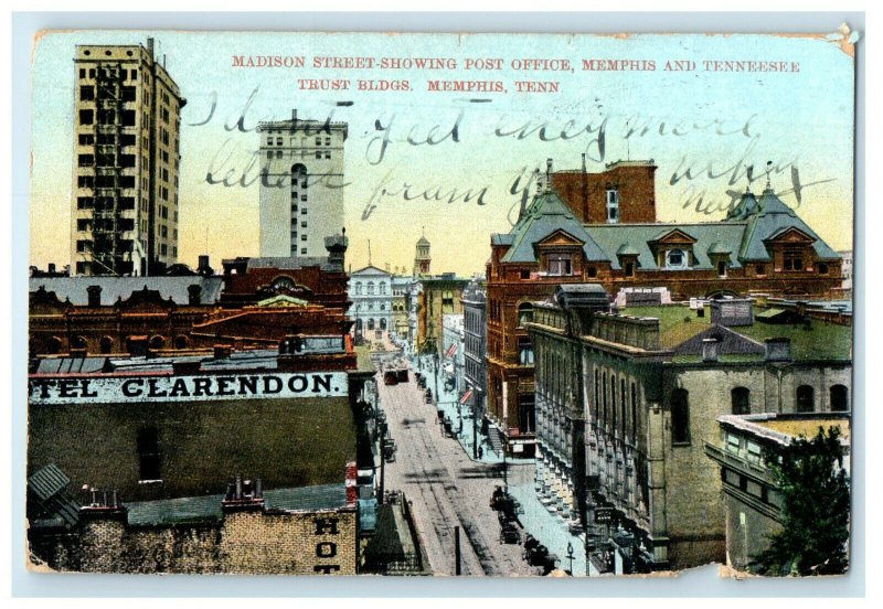 1907 Detroit MI Buildings Madison Street, Memphis Tennessee TN Postcard